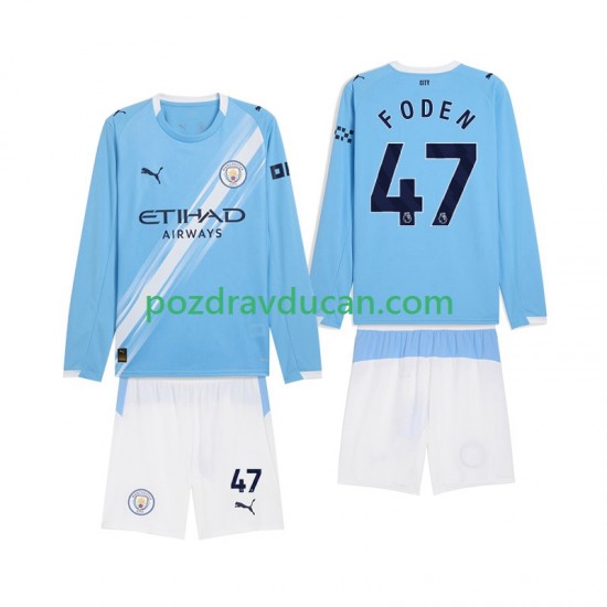Nogometni Dresovi Manchester City Phil Foden 47 Dječji Domaći dres 2025-2026 Dugi Rukav