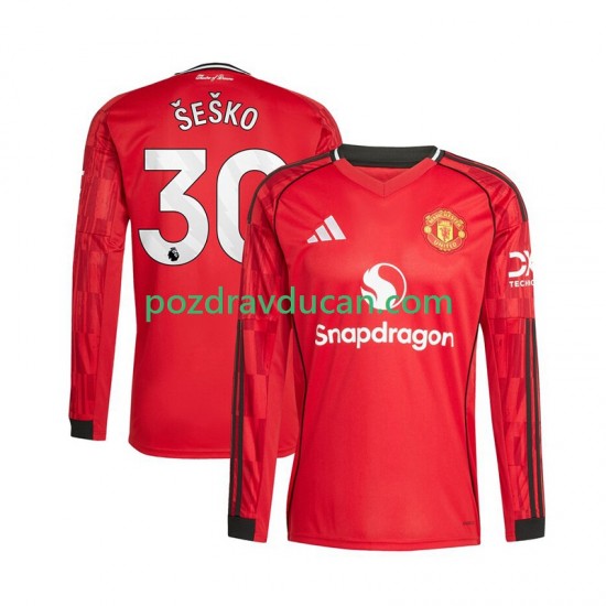 Nogometni Dresovi Manchester United Benjamin Sesko 30 Muški Domaći dres 2025-2026 Dugi Rukav