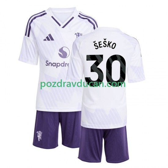 Nogometni Dresovi Manchester United Benjamin Sesko 30 Dječji Gostujući dres 2025-2026 Kratkih Rukava