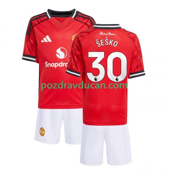 Nogometni Dresovi Manchester United Benjamin Sesko 30 Dječji Domaći dres 2025-2026 Kratkih Rukava