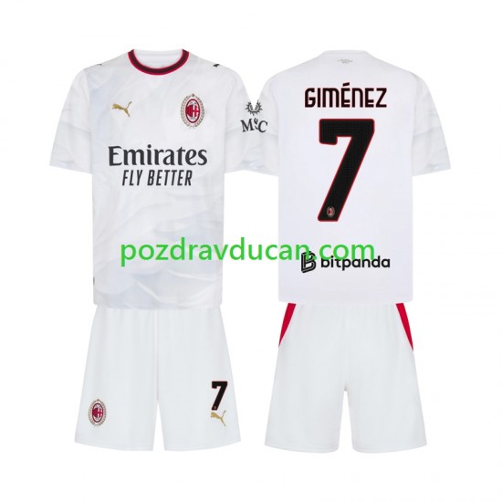 Nogometni Dresovi AC Milan Gimenez 7 Dječji Gostujući dres 2026-2027 Kratkih Rukava