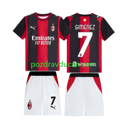 Nogometni Dresovi AC Milan Gimenez 7 Dječji Domaći dres 2026-2027 Kratkih Rukava