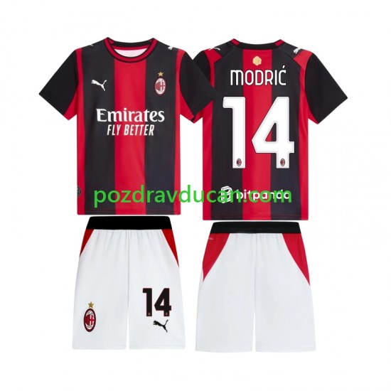 Nogometni Dresovi AC Milan Modrić Luka 14 Dječji Domaći dres 2026-2027 Kratkih Rukava