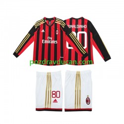 Nogometni Dresovi AC Milan RONALDINHO 80 2013 2014 Retro Dječji Domaći dres Dugi Rukav