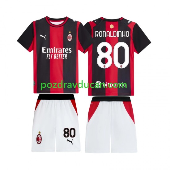 Nogometni Dresovi AC Milan Ronaldinho 80 Dječji Domaći dres 2026-2027 Kratkih Rukava