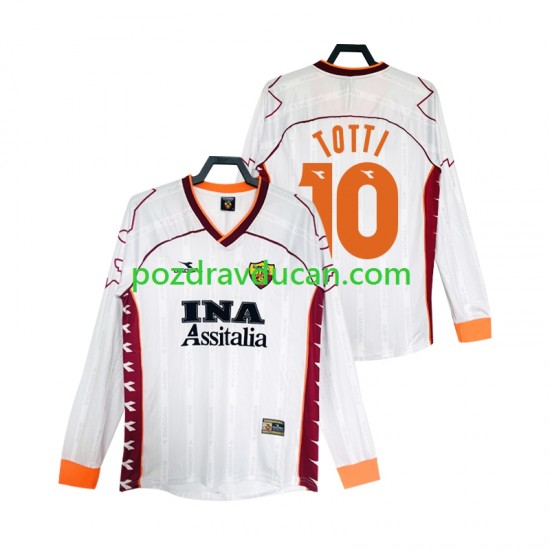Nogometni Dresovi Roma Totti 10 2000 Retro Muški Gostujući dres 1999 Dugi Rukav