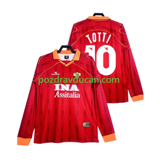 Nogometni Dresovi Roma Totti 10 2000 Retro Muški Domaći dres 1999 Dugi Rukav