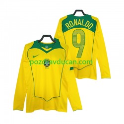Nogometni Dresovi Brazil RONALDO 9 Retro Muški Domaći dres 2004 Dugi Rukav