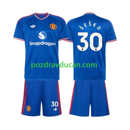 Nogometni Dresovi Manchester United Benjamin Sesko 30 Dječji Gostujući dres 2026-2027 Kratkih Rukava