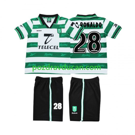 Nogometni Dresovi Sporting CP Cristiano Ronaldo 28 2000 Retro Dječji Domaći dres 1999 Kratkih Rukava