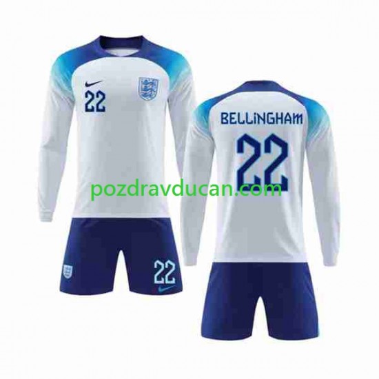 Nogometni Dresovi Engleska Bellingham 22 Dječji Domaći dres World Cup 2022 Dugi Rukav