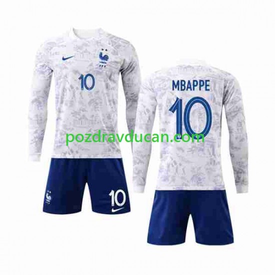 Nogometni Dresovi Francuska Mbappé 10 Dječji Gostujući dres World Cup 2022 Dugi Rukav