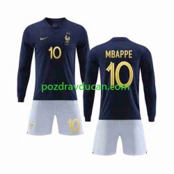 Nogometni Dresovi Francuska Mbappé 10 Dječji Domaći dres World Cup 2022 Dugi Rukav