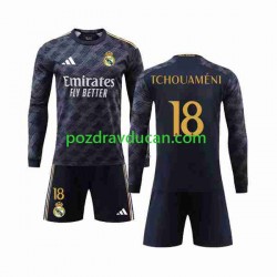 Nogometni Dresovi Real Madrid Aurelien Tchouameni 18 Dječji Gostujući dres 2023-2024 Dugi Rukav