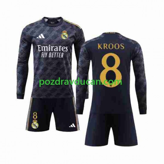 Nogometni Dresovi Real Madrid Kroos 8 Dječji Gostujući dres 2023-2024 Dugi Rukav