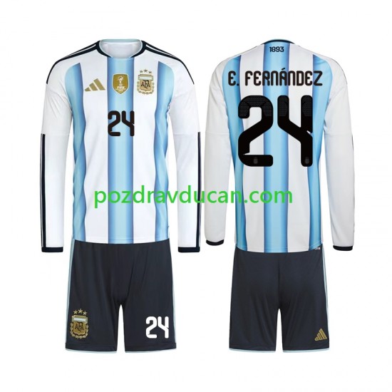 Nogometni Dresovi Argentina Enzo Fernandez 24 Dječji Domaći dres World Cup 2026 Dugi Rukav