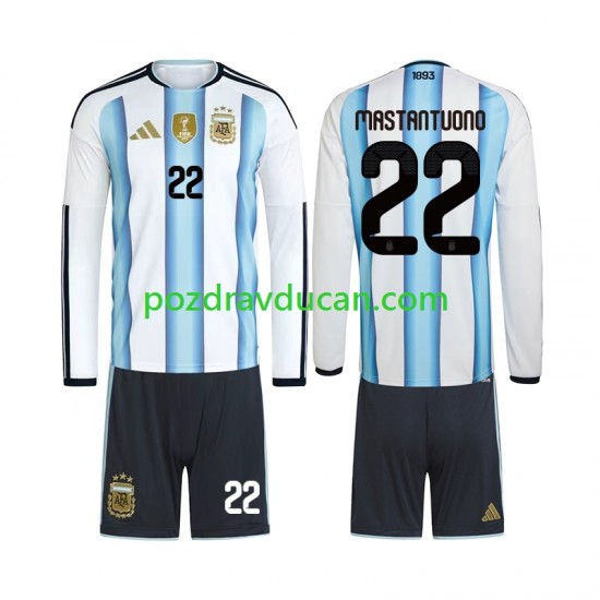 Nogometni Dresovi Argentina Franco Mastantuono 22 Dječji Domaći dres World Cup 2026 Dugi Rukav