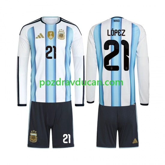 Nogometni Dresovi Argentina Jose Manuel Lopez 21 Dječji Domaći dres World Cup 2026 Dugi Rukav