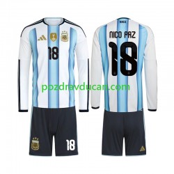Nogometni Dresovi Argentina Nico Paz 18 Dječji Domaći dres World Cup 2026 Dugi Rukav