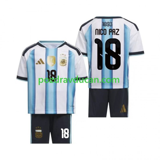 Nogometni Dresovi Argentina Nico Paz 18 Dječji Domaći dres World Cup 2026 Kratkih Rukava