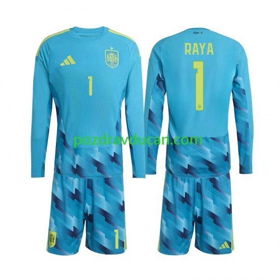 Nogometni Dresovi Španjolska David Raya 1 Vratar Dječji Domaći dres World Cup 2026 Dugi Rukav