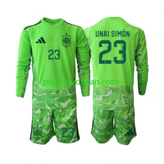 Nogometni Dresovi Španjolska Unai Simon 23 6th Green color Vratar Dječji World Cup 2026 Dugi Rukav
