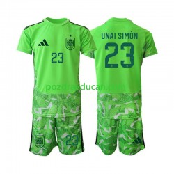Nogometni Dresovi Španjolska Unai Simon 23 6th Green color Vratar Dječji World Cup 2026 Kratkih Rukava