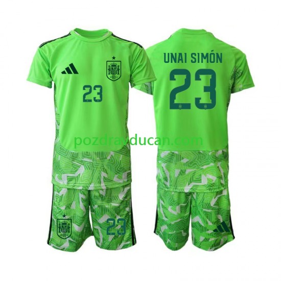 Nogometni Dresovi Španjolska Unai Simon 23 6th Green color Vratar Dječji World Cup 2026 Kratkih Rukava