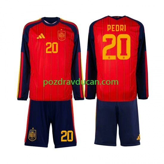 Nogometni Dresovi Španjolska Pedri 20 Dječji Domaći dres World Cup 2026 Dugi Rukav