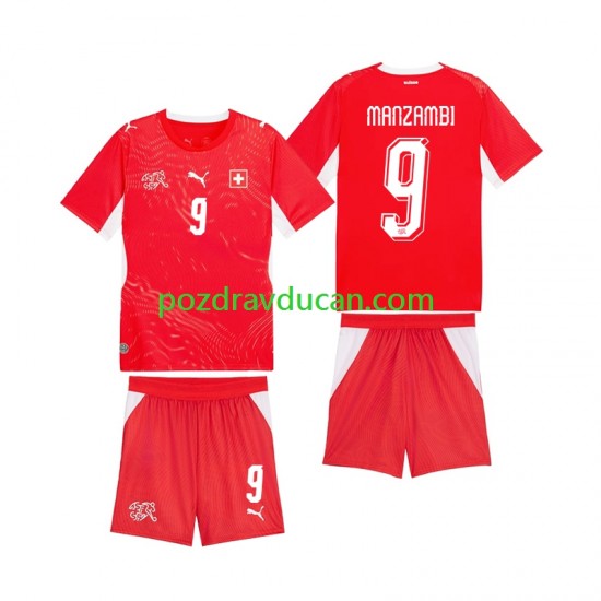 Nogometni Dresovi Švicarska Johan Manzambi 9 Dječji Domaći dres World Cup 2026 Kratkih Rukava