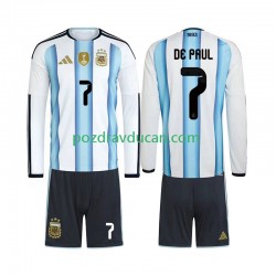 Nogometni Dresovi Argentina Rodrigo De Paul 7 Dječji Domaći dres World Cup 2026 Dugi Rukav
