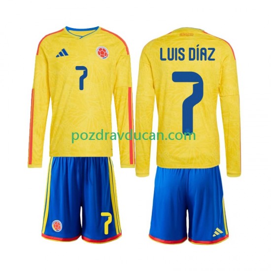 Nogometni Dresovi Kolumbija Luis Diaz 7 Dječji Domaći dres World Cup 2026 Dugi Rukav