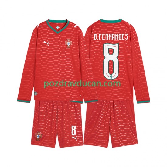 Nogometni Dresovi Portugal Bruno Fernandes 8 Dječji Domaći dres World Cup 2026 Dugi Rukav