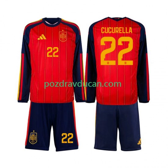 Nogometni Dresovi Španjolska Marc Cucurella 22 Dječji Domaći dres World Cup 2026 Dugi Rukav