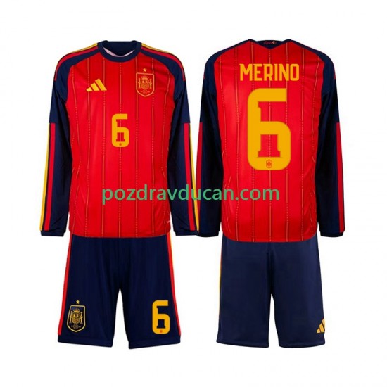 Nogometni Dresovi Španjolska Mikel Merino 6 Dječji Domaći dres World Cup 2026 Dugi Rukav
