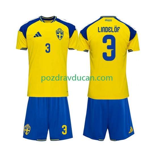 Nogometni Dresovi Švedska Victor Lindelof 3 Dječji Domaći dres 2026 Kratkih Rukava