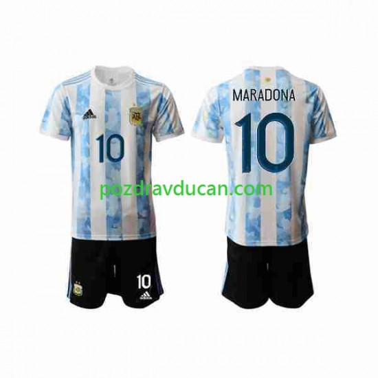 Nogometni Dresovi Argentina Maradona 10 2020-2021 Dječji Domaći dres Kratkih Rukava
