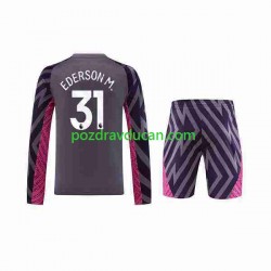 Nogometni Dresovi Manchester City Ederson Moraes 31 Vratar Dječji Gostujući dres 2023-2024 Dugi Rukav