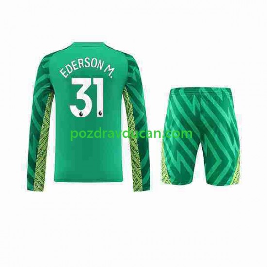 Nogometni Dresovi Manchester City Ederson Moraes 31 Vratar Dječji Domaći dres 2023-2024 Dugi Rukav