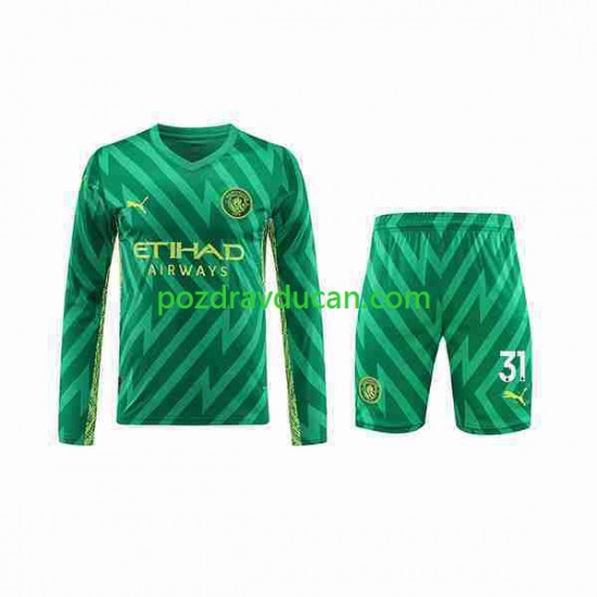 Nogometni Dresovi Manchester City Ederson Moraes 31 Vratar Dječji Domaći dres 2023-2024 Dugi Rukav