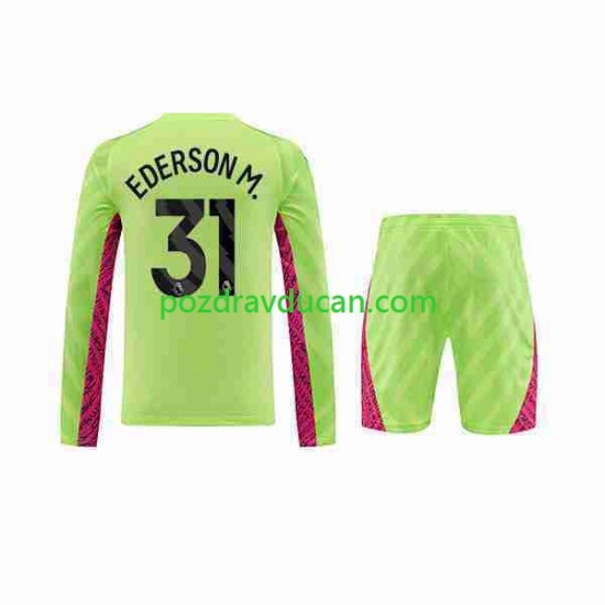 Nogometni Dresovi Manchester City Ederson Moraes 31 Vratar Dječji Treći dres 2023-2024 Dugi Rukav