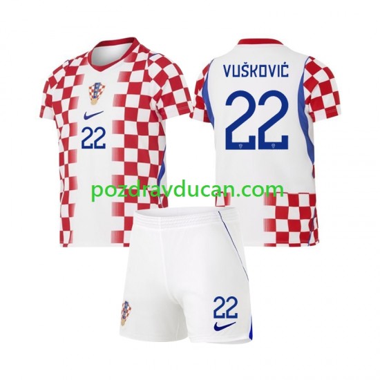 Nogometni Dresovi Hrvatska Luka Vuskovic 22 Dječji Domaći dres World Cup 2026 Kratkih Rukava