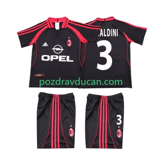 Nogometni Dresovi AC Milan MALDINI 3 2000 2001 Retro Dječji Treći dres Kratkih Rukava