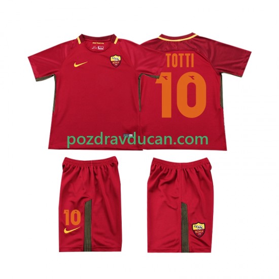 Nogometni Dresovi Roma Totti 10 2017-2018 Retro Dječji Domaći dres Kratkih Rukava