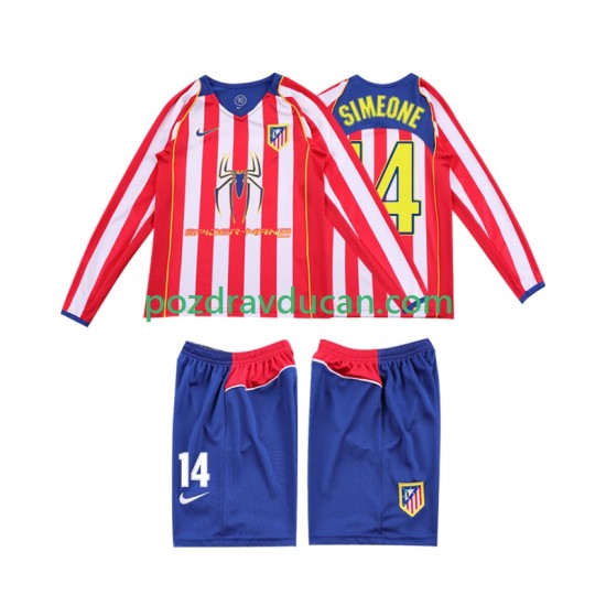 Nogometni Dresovi Atlético Madrid SIMEONE 14 2005 Retro Dječji Domaći dres 2004 Dugi Rukav
