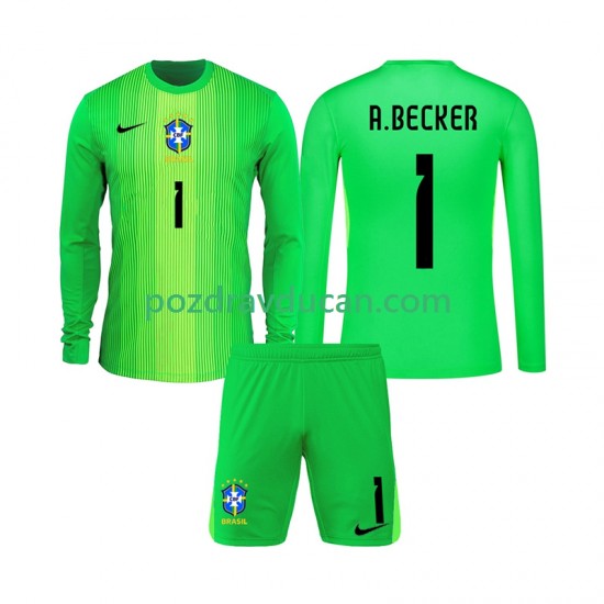 Nogometni Dresovi Brazil Alisson Becker 1 Vratar Dječji Domaći dres 2026 Dugi Rukav