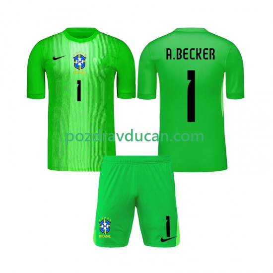 Nogometni Dresovi Brazil Alisson Becker 1 Vratar Dječji Domaći dres 2026 Kratkih Rukava