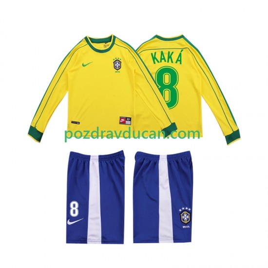 Nogometni Dresovi Brazil KAKA 8 Retro Dječji Domaći dres 1998 Dugi Rukav