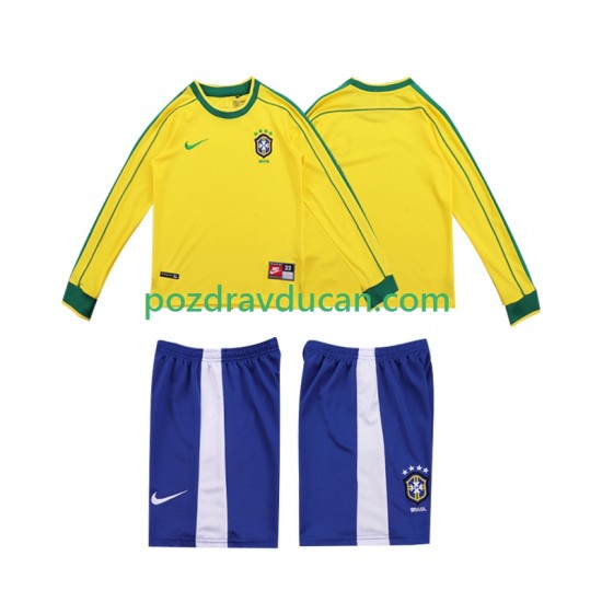 Nogometni Dresovi Brazil Retro Dječji Domaći dres 1998 Dugi Rukav