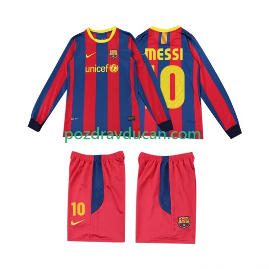 Nogometni Dresovi FC Barcelona Lionel Messi 10 Retro Dječji Domaći dres 2011 2010 Dugi Rukav